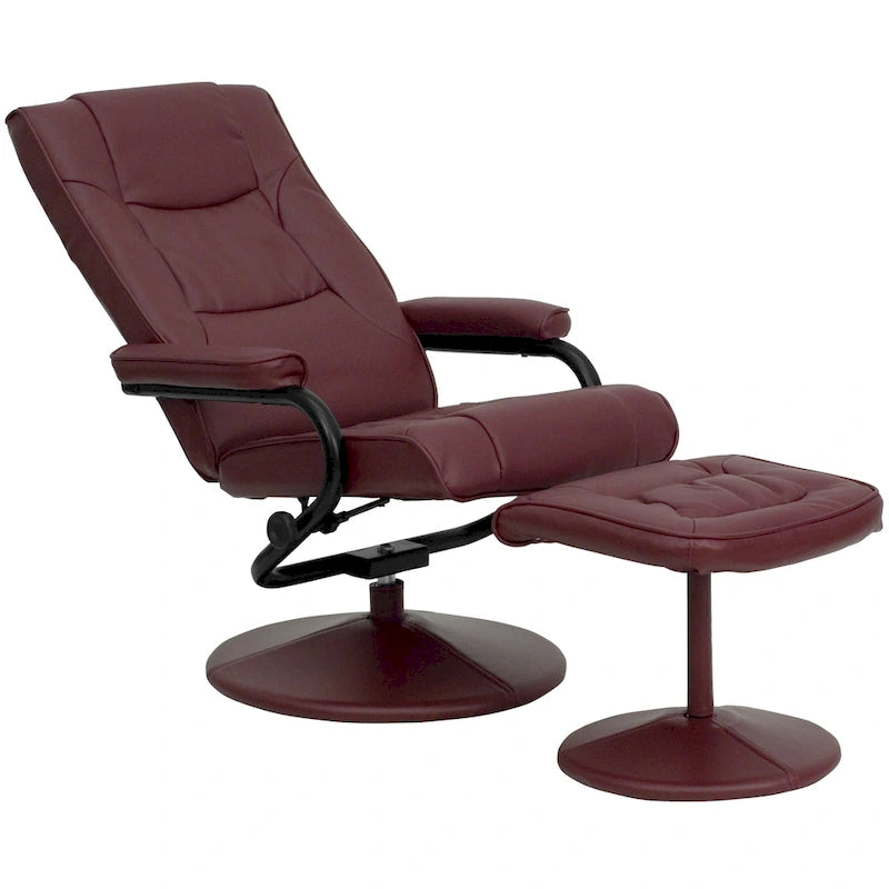 Contemporary Multi-Position Recliner and Ottoman with Wrapped Base