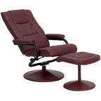Contemporary Multi-Position Recliner and Ottoman with Wrapped Base