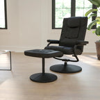 Contemporary Multi-Position Recliner and Ottoman with Wrapped Base