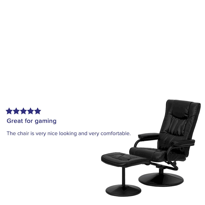 Contemporary Multi-Position Recliner and Ottoman with Wrapped Base