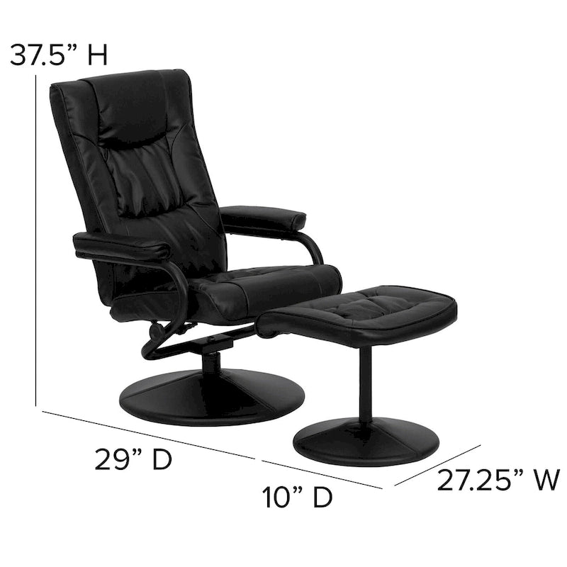 Contemporary Multi-Position Recliner and Ottoman with Wrapped Base
