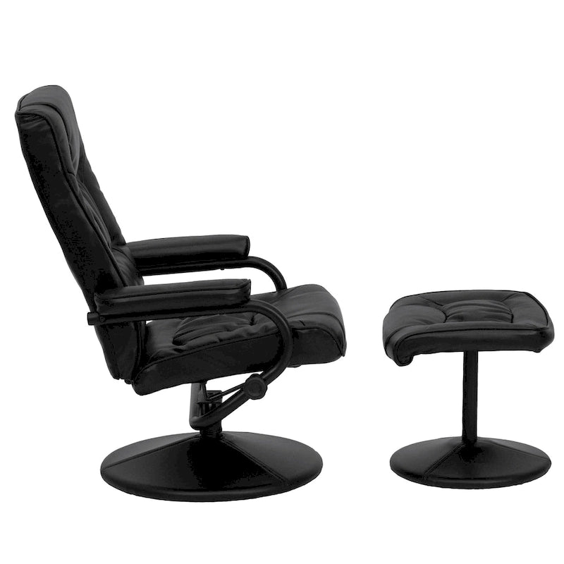 Contemporary Multi-Position Recliner and Ottoman with Wrapped Base
