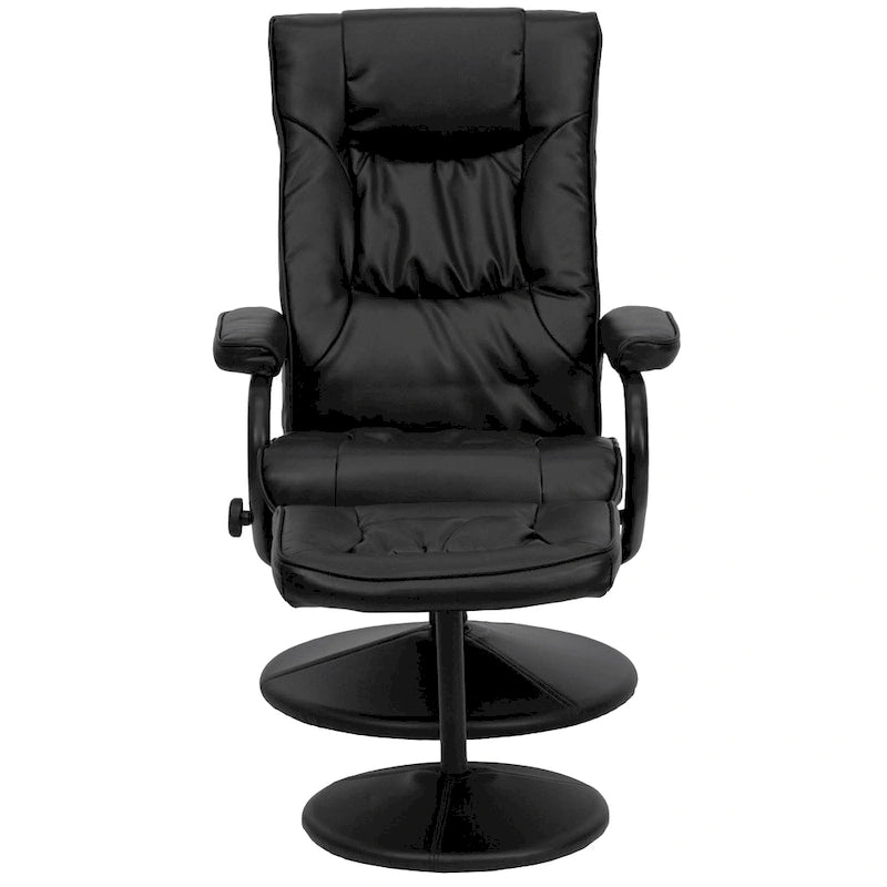 Contemporary Multi-Position Recliner and Ottoman with Wrapped Base