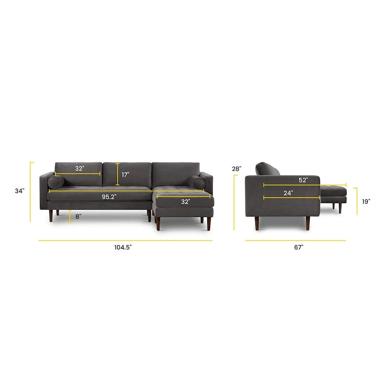 Divano sezionale destro in tessuto Napa 104.5 Poly & Bark