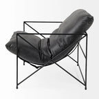 Leonidas Black Faux Leather w/Black Metal Frame Accent Chair