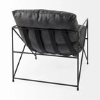 Leonidas Black Faux Leather w/Black Metal Frame Accent Chair