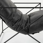 Leonidas Black Faux Leather w/Black Metal Frame Accent Chair