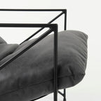Leonidas Black Faux Leather w/Black Metal Frame Accent Chair