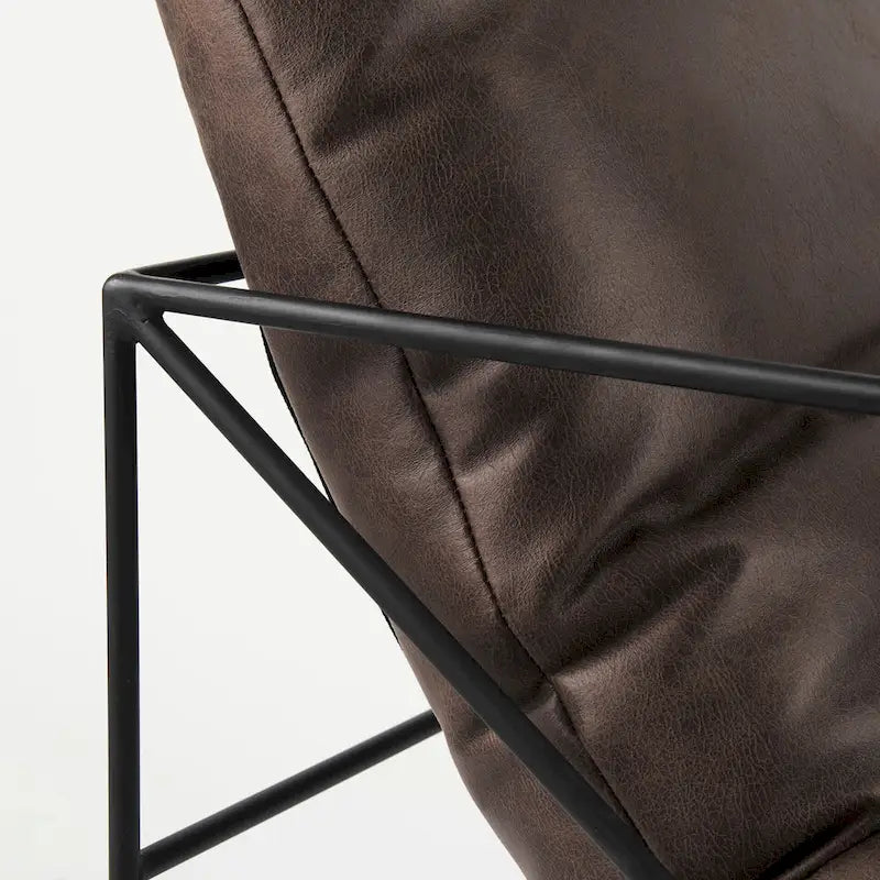 Leonidas Black Faux Leather w/Black Metal Frame Accent Chair