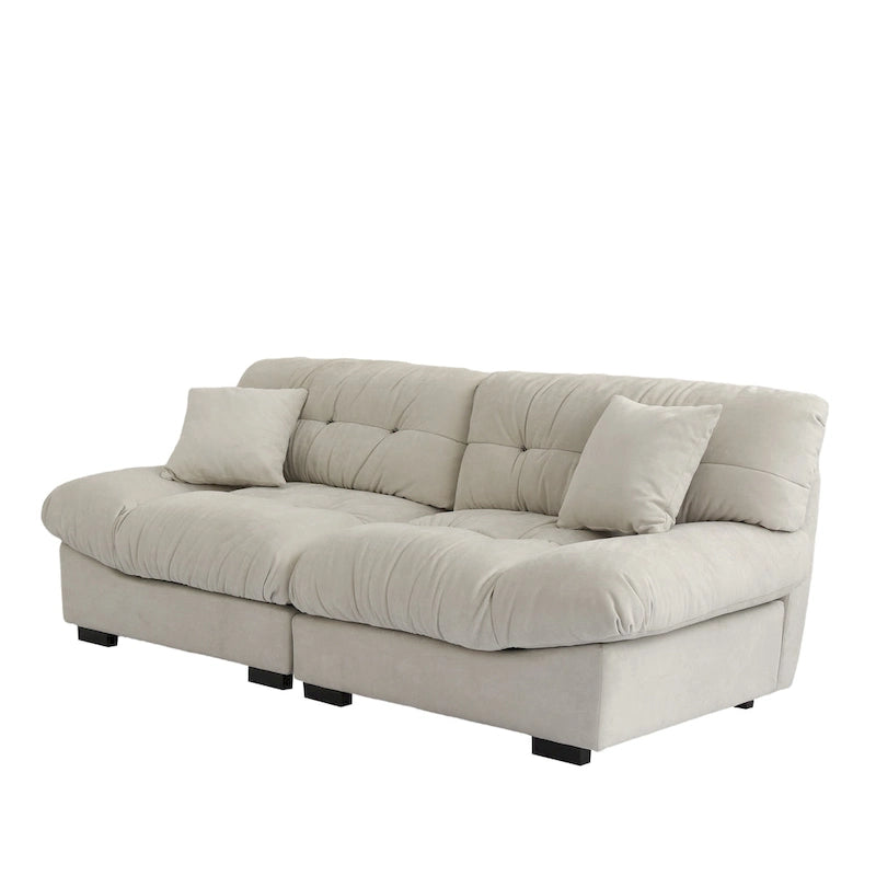 89 Modern Section Sofa with Arms Velvet Fabric Sofa For Living Room