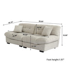 89 Modern Section Sofa with Arms Velvet Fabric Sofa For Living Room