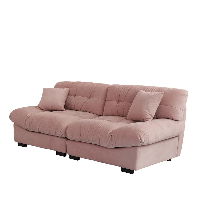 89 Modern Section Sofa with Arms Velvet Fabric Sofa For Living Room