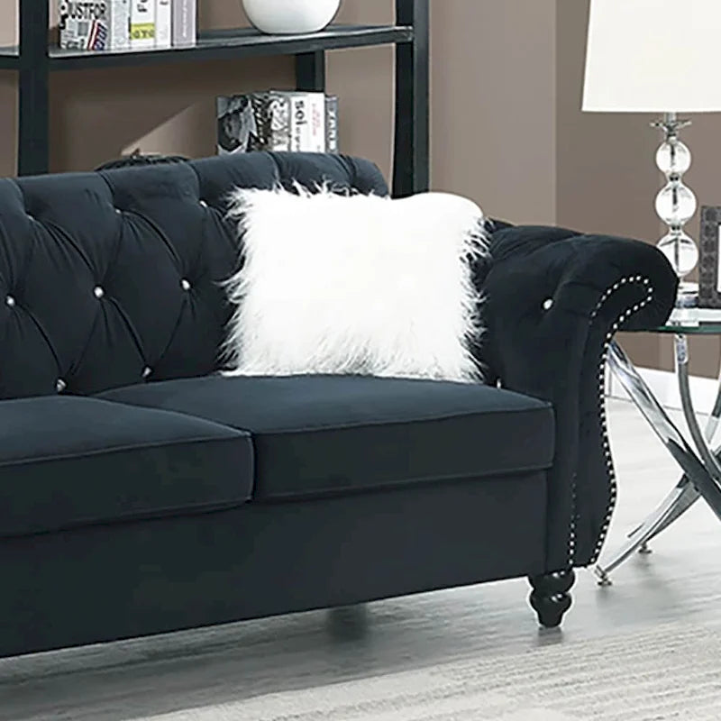Living Room Sofa with Button Tufted Back