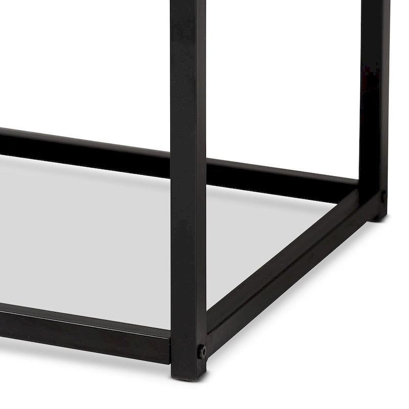 Walnut Brown Industrial Bench with Metal Frame
