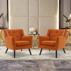 Velvet Upholstered Armchair Tufted Accent Chair, Set of 2 - 30.71H x 28.35 W x 27.56D