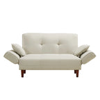 Multifunctional Sofa Bed Sleeper with 2 Pillows Beige Fabric