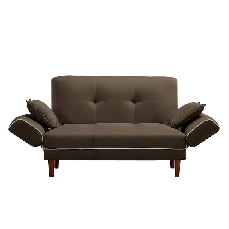 Multifunctional Sofa Bed Sleeper with 2 Pillows Beige Fabric