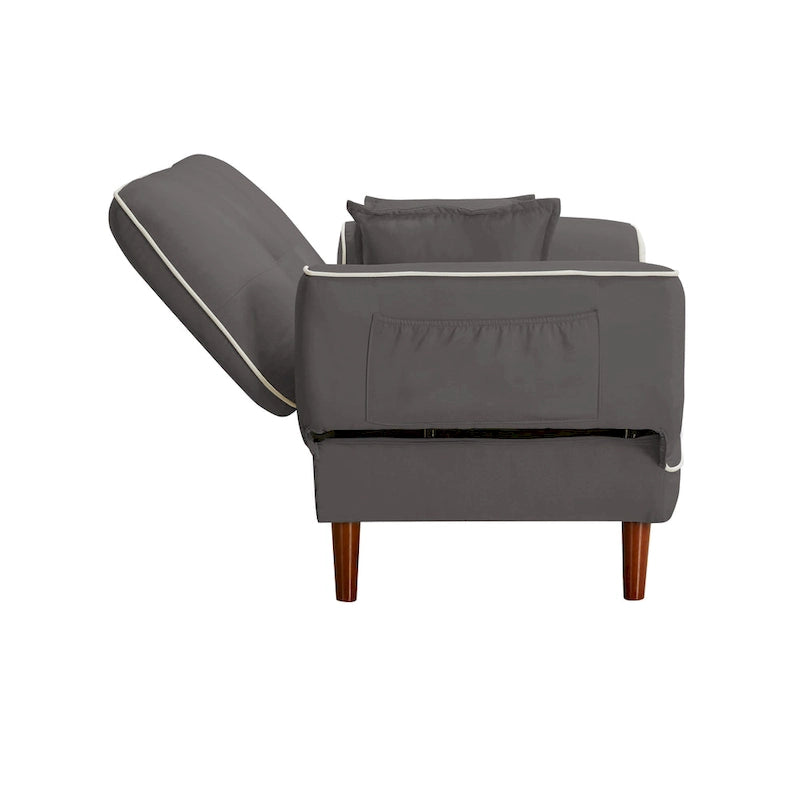 Multifunctional Sofa Bed Sleeper with 2 Pillows Beige Fabric