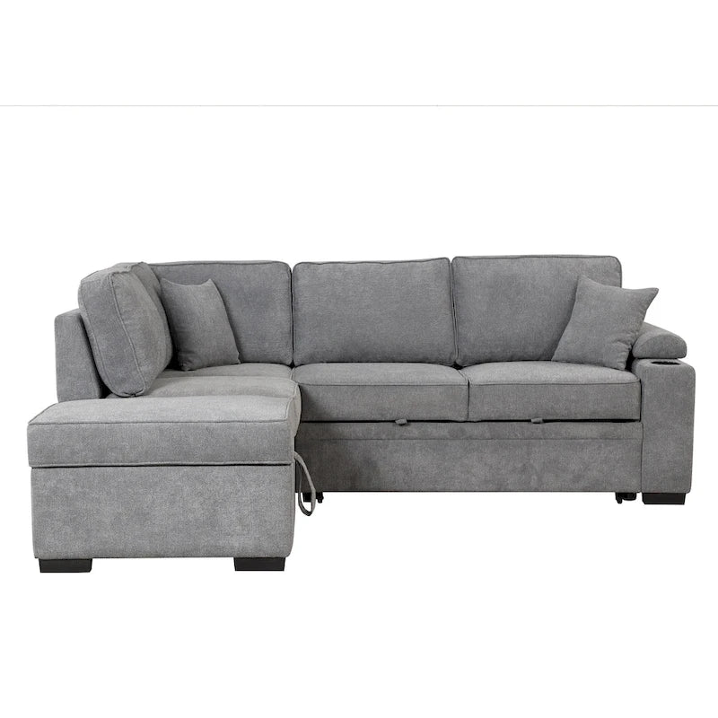 Divano letto estraibile 2 in 1 Nestfair a L con pouf contenitore