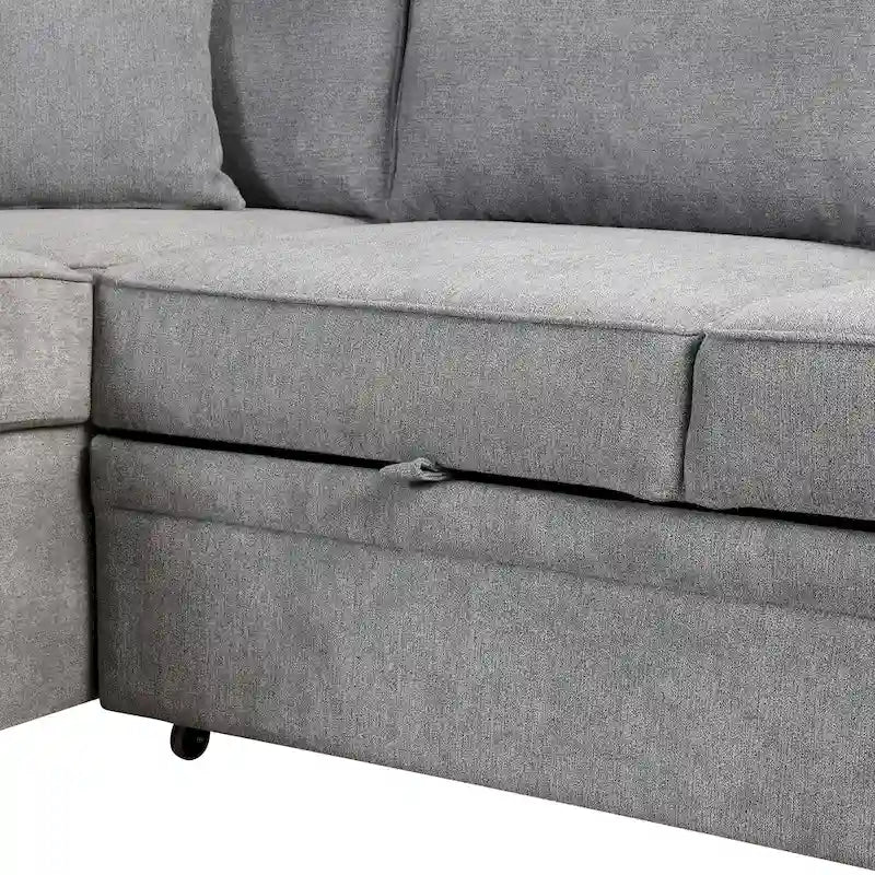 Divano letto estraibile 2 in 1 Nestfair a L con pouf contenitore