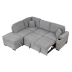 Divano letto estraibile 2 in 1 Nestfair a L con pouf contenitore
