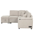 Divano letto estraibile 2 in 1 Nestfair a L con pouf contenitore