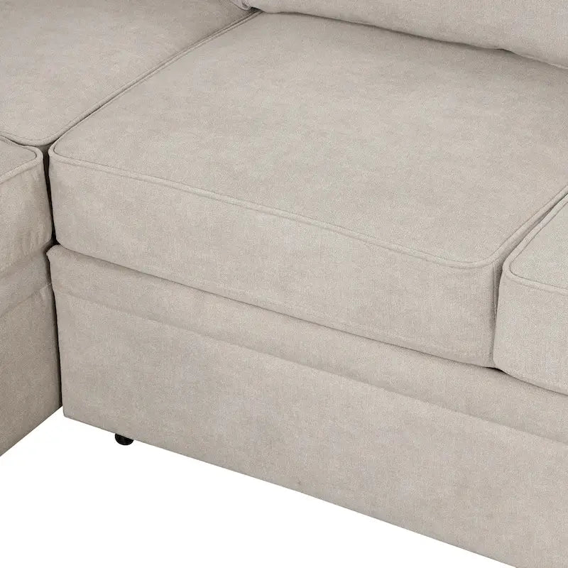 Divano letto estraibile 2 in 1 Nestfair a L con pouf contenitore