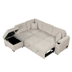 Divano letto estraibile 2 in 1 Nestfair a L con pouf contenitore