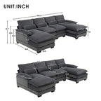 Divano sezionale moderno a U con cuscini lombariDivano letto con chaise longue