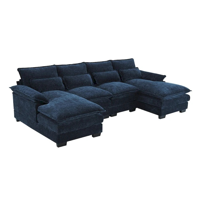 Divano sezionale moderno a U con cuscini lombariDivano letto con chaise longue
