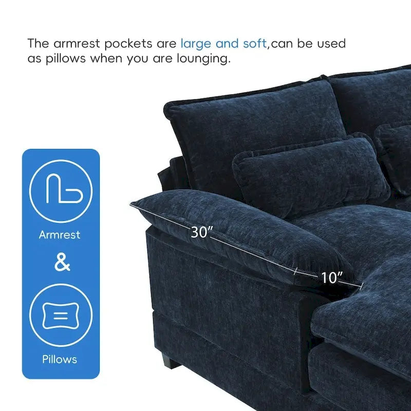 Divano sezionale moderno a U con cuscini lombariDivano letto con chaise longue