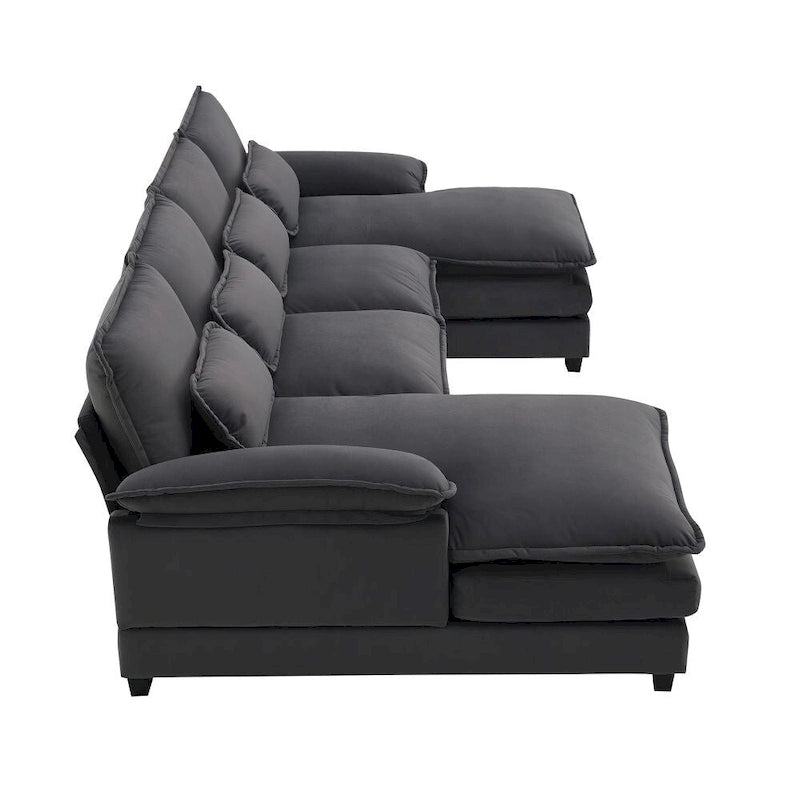 Divano sezionale moderno a U con cuscini lombariDivano letto con chaise longue