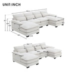 Divano sezionale moderno a U con cuscini lombariDivano letto con chaise longue