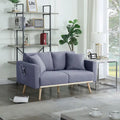 Linen Upholstered Loveseat with 2 Pillows