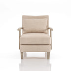 Cova Contemporary Beige Fabric Vinyl Accent Chair by Furniture of America
