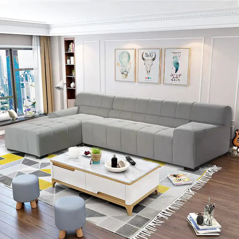 Williamspace Modern Glam LargeUpholstered Sectional Sofa L-shape With Chaise Living Room