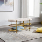 SEYNAR 40 Velvet Upholstered Living Room Bench with Double shoe rack