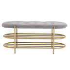 SEYNAR 40 Velvet Upholstered Living Room Bench with Double shoe rack