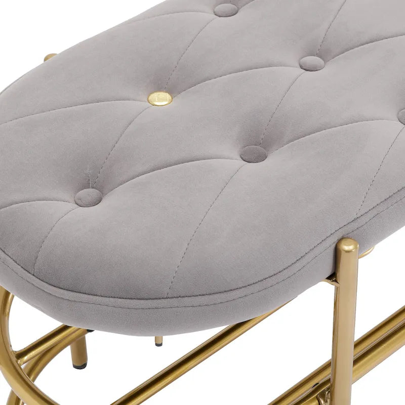 SEYNAR 40 Velvet Upholstered Living Room Bench with Double shoe rack
