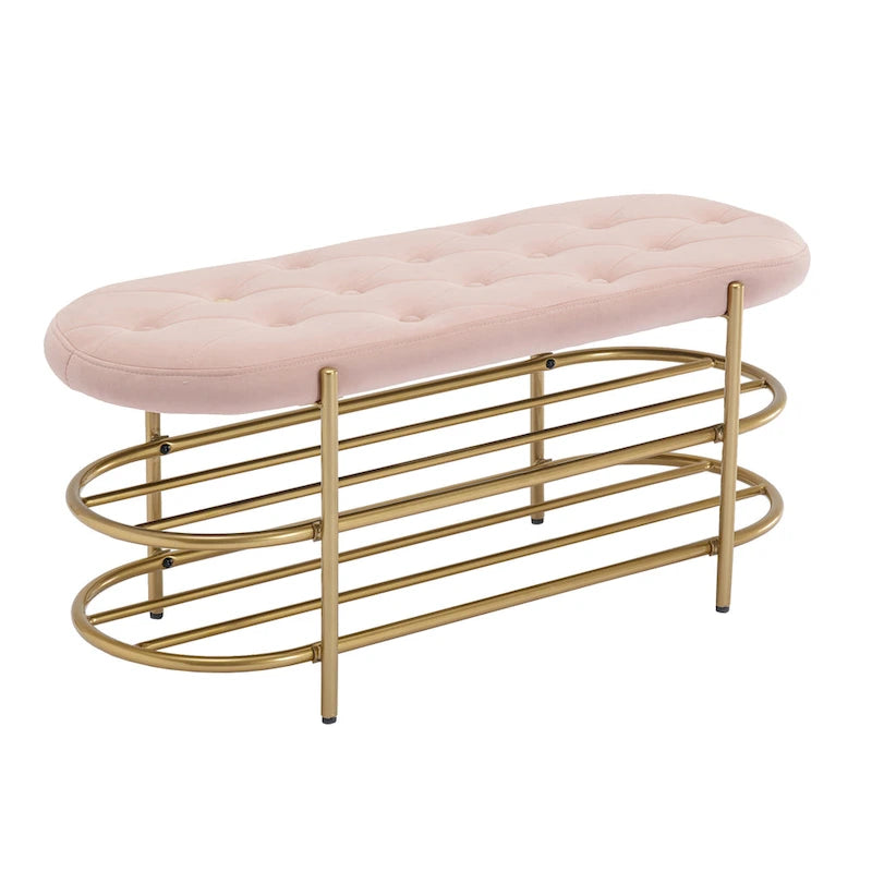 SEYNAR 40 Velvet Upholstered Living Room Bench with Double shoe rack