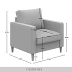 CraftPorch Contemporary Minimalist Linen Upholstered 3-Piece Living Room Set