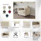 CraftPorch Contemporary Minimalist Linen Upholstered 3-Piece Living Room Set