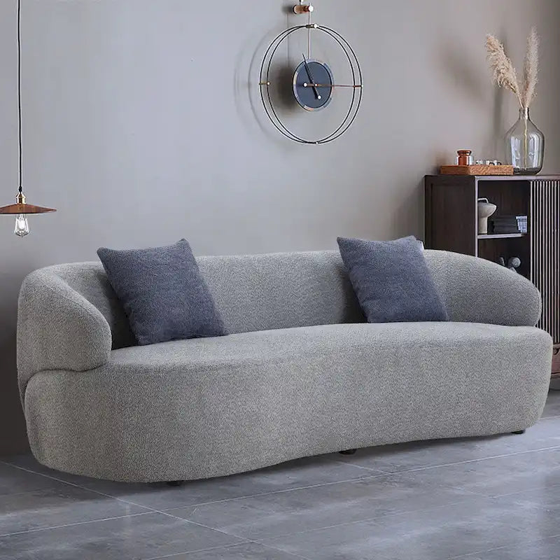 86.61in 3 Seater Modern Curved Upholstered Fabric Sofa Courch