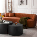 86.61in 3 Seater Modern Curved Upholstered Fabric Sofa Courch