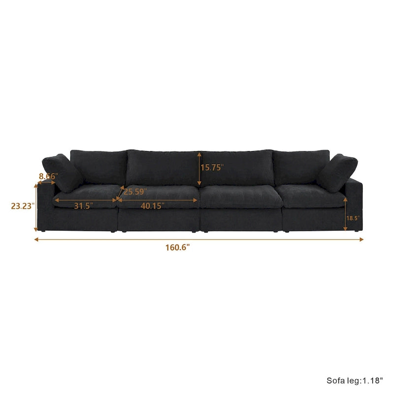 4-Seater Modular Sectional Couches for Living Room, Modern Modular Convertible Sofa Couch