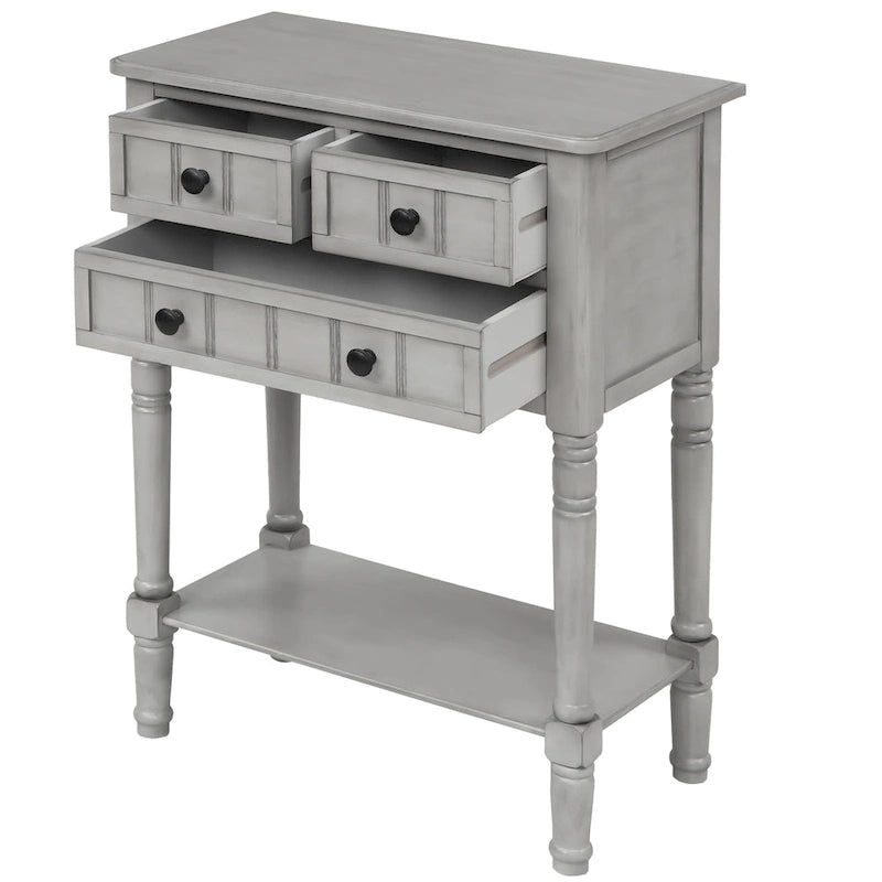 Consolle Colby a 3 cassetti con ripiano inferiore