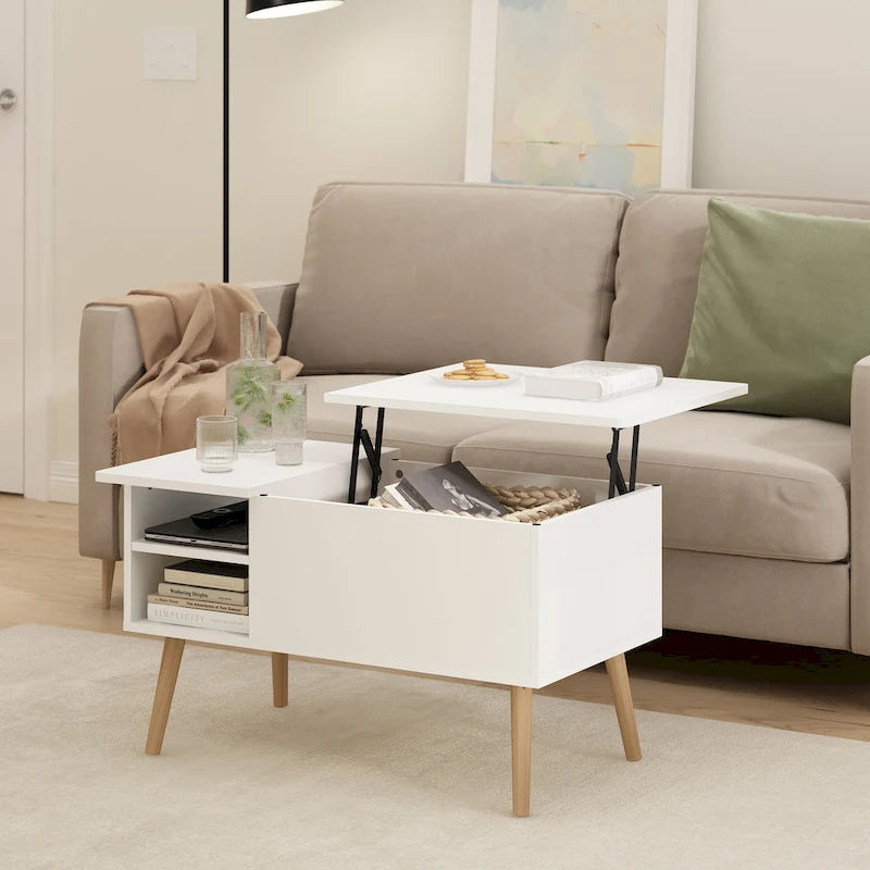 Furinno Jensen Lift Top Coffee Table With Wooden Leg