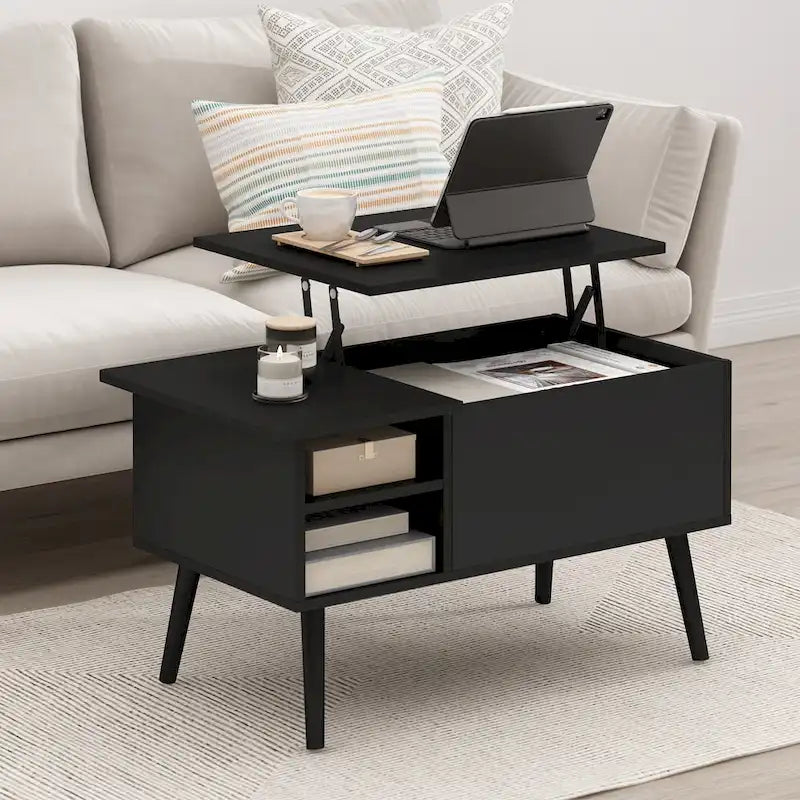 Furinno Jensen Lift Top Coffee Table With Wooden Leg