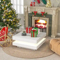 High Gloss Minimalist Design 2-Tier Square Coffee Table with Plug-in 16-color LED Lights Center Table for Living Room