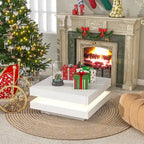 High Gloss Minimalist Design 2-Tier Square Coffee Table with Plug-in 16-color LED Lights Center Table for Living Room